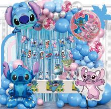 Disney 93PCS Officially Licensed Stitch Balloon Set Cute Cartoon Blue Balloon Garland Tablecloths Decoration Birthday Party Photo Background Props Banquet Graduation Anniversary Supplies Friends Family Gifts - Baby Pink - View 10