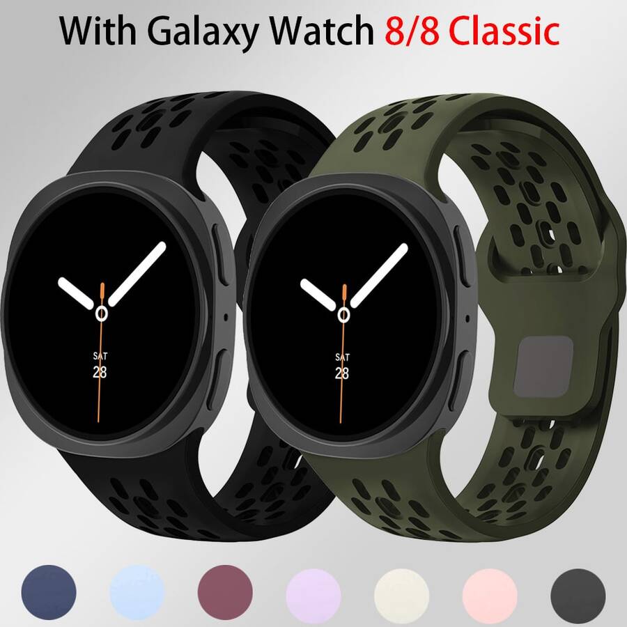 1pc Breathable Sport Silicone Strap Compatible With Samsung Galaxy Watch 8/8 Classic 40/44/46mm Women/Men Replacement Watch Band Adjustable Wristbands Correas Compatible With Galaxy Watch8 44mm/40mm Bracelet Smart Watch Accessories