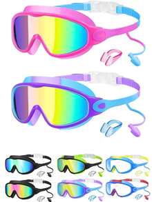 2pcs Kids Swimming Goggles Set, Anti-Fog High Definition Children Swimming Goggles, Leak-Proof Wide Angle Swimming Goggles, Suitable For 3-14 Years Old Kids Swimming Accessories - Multicolor - View 1