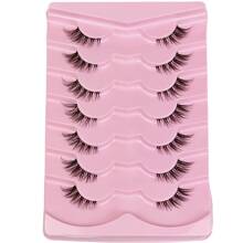 7 Pairs Half Lashes With Clear Band Cat Eye Tail Elongated Eyelashes Natural Look Wispy Faux Mink Lashes Fluffy Soft False Eyelashes Natural Makeup,Suitable For Christmas Makeup,Christmas Gift - Cat Eye Lashes - View 5