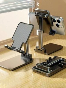 1 pieza Soporte plegable y ajustable para teléfono móvil y tableta, de estilo minimalista y multicolor. Soporte ajustable para teléfono de escritorio, con ángulo y altura ajustables, compatible con fundas de teléfono.
