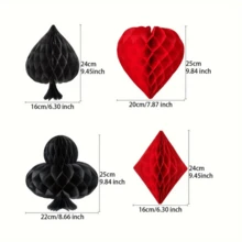 4/8 件扑克纸蜂窝悬挂装饰，3D 蜂窝悬挂装饰，适用于拉斯维加斯生日派对，黑色和红色扑克纸天花板装饰，游戏之夜派对天花板装饰，万圣节装饰，圣诞节装饰，多用途，适用于个性化礼品，赌场装饰，酒吧派对，生日派对，生日用品，婚礼餐桌中心装饰，生日礼物，饮酒派对，单身派对，户外庭院花园装饰，新年装饰 - 彩色 - 查看 6