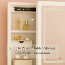 White Makeup Vanity With LED Lighted Mirror, 5 Drawers, Open Shelves, Sliding Mirror Dressing Table, Modern Minimalist Makeup Desk Organizer For Bedroom, Small Apartment Vanity Station - 白色 - 查看 3