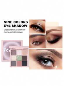 Paleta de 9 colores de sombras de ojos que no se desprende fácilmente del maquillaje, no vuela el polvo, mate y perlado, con colores base grandes y ahumados. Una sola paleta para jugar con el maquillaje, estilo Ins