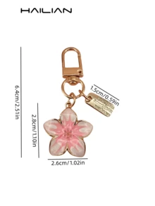 HAILIAN 1 Stück Schlüsselanhänger aus Metalllegierung in Kirschblüten-Form, leicht und elegant, mit rechteckigem Anhänger, geeignet als Tasche, Auto-Schlüsselanhänger, Geschenk für Paare, Geburtstag, Feiertage, Y2K