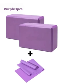 3pcs Set Includes 2pcs Yoga Blocks + Resistance Band, High Density EVA Yoga Mat, TPE Resistance Band. Suitable For Beginner Yoga, Stretching, Pilates