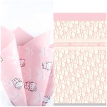 Sanrio 10 Pcs Of Kitten Bow Flower Wrapping Paper, With The Cute Hello Kitty Pattern As The Theme, Suitable For Various Occasions. Whether It's Halloween, Christmas Or Valentine's Day, It Can Add To The Festive Atmosphere For You. In Addition, It Is Also Very Suitable For Packaging Wedding Flowers, Adding A Romantic Touch To Your Special Moment.