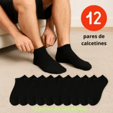 SL.MAX Calcetines tines para hombre, paquete de 12 pares con diferentes combinaciones de color negro,gris,blanco y azuls tines deportivos ligeros para cualquier deporte. - Negro - Ver 1