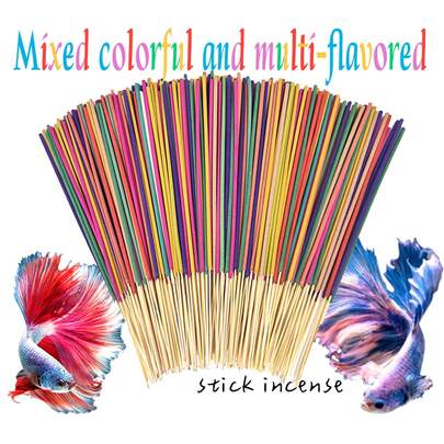 25/50/100/200pcs Colorful Bamboo Incense Sticks, Eucalyptus Scented. Each Stick Is 22cm/8.66in, Burning Time Around 40 Minutes. Used For Air Freshening, Odor Elimination, And Atmosphere Enhancement.