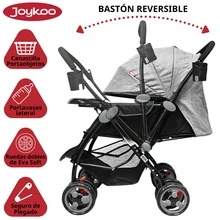 Joykoo Carriola para Bebé Manubrio Reversible Asiento Reclinable Frenos y Cinturón de Segurida Soporta hasta 15 kg - Gris - Ver 2