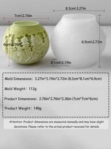 限量版圣诞蜡烛模具，DIY 3D圣诞树、姜饼人、雪花、房屋造型，手工香薰蜡烛装饰，硅胶材质，易于拆卸和重复使用 - 白色 - 查看 14
