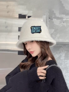 1 件女士蓬松渔夫帽，百搭休闲渔夫帽，简约设计，适合日常穿着冬季服装秋季 - 黑色 - 查看 2