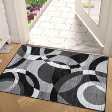 1件装防滑几何图案门垫，黑灰色几何防滑室内外现代风格入口地毯家居装饰浴室厨房装饰厨房地毯 - 彩色 - 查看 3