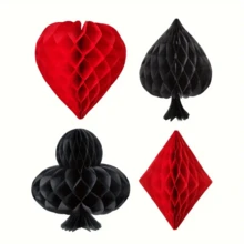 4/8 件扑克纸蜂窝悬挂装饰，3D 蜂窝悬挂装饰，适用于拉斯维加斯生日派对，黑色和红色扑克纸天花板装饰，游戏之夜派对天花板装饰，万圣节装饰，圣诞节装饰，多用途，适用于个性化礼品，赌场装饰，酒吧派对，生日派对，生日用品，婚礼餐桌中心装饰，生日礼物，饮酒派对，单身派对，户外庭院花园装饰，新年装饰 - 彩色 - 查看 5