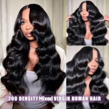 13x4 Body Wave Lace Front Wigs Human Blended Hair Pre Plucked HD Transparent Lace Frontal Wigs 200% Density Glueless Wigs With Baby Hair For Women 26 Inch Wig - Natural & Black - View 6