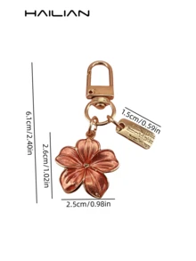 HAILIAN 1 pieza Llavero con forma de flor de cerezo de material de aleación, ligero y elegante con etiqueta rectangular, adecuado para colgar en bolsos, llaveros de coche, parejas, regalos de cumpleaños y festividades