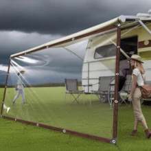 Tela impermeable, tela a prueba de lluvia, enlace de extensión de toldo de caravana, cuenta exterior transparente a prueba de lluvia, con material resistente al viento y a la intemperie, duradero, esencial para caravana al aire libre en clima lluvioso y ventoso, camping, caravana, balcón, muebles de jardín, invernadero y almacenamiento de leña en invierno