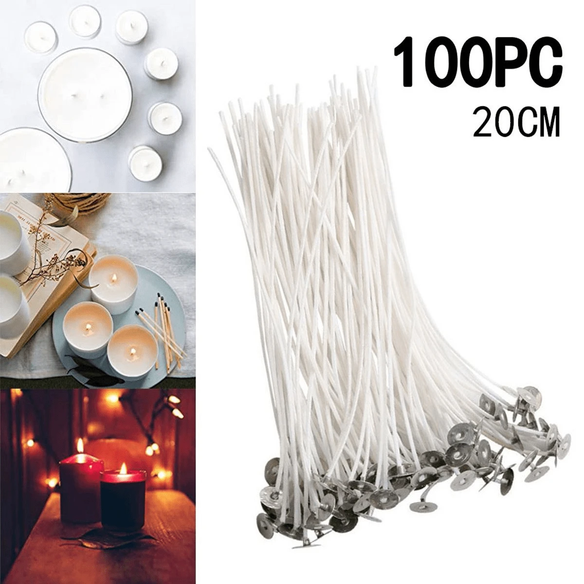 1 Piece 12cm/20cm Candle Wick, Modern White Candle Wick, DIY Candle Making - View 1