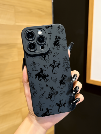 1 carcasă de telefon unică, cu model creativ occidental, compatibilă cu Apple Series 16 Pro Max, 11/12/13/14 Plus, XR, 7/8 Plus, 15 Pro Max și alte serii.