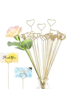 40 Stücke - Metall Blumen Kartenhalter, Metall Blumenstrauß Kartenhalter und herzförmiger Blumen Foto/Memo Halter, geeignet für Blumenstrauß Dekoration, Hochzeit Blumenständer Dekoration, Foto Kartenhalter, Blumenständer Dekoration Kartenhalter, Party Segen, Blumen Verpackung, Bankett, Festival, Party, Hochzeit, Geburtstag, Jahrestag, Tischdekoration, Muttertag Abschlussfeier, Multifunktionaler Blumenstrauß Halter (herzförmig)