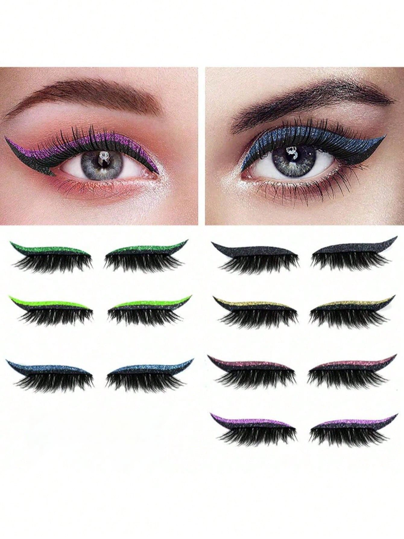 1 para wielokrotnego użytku eyelinerów i naklejek na rzęsy, sztuczne rzęsy, cekinowy cień do powiek