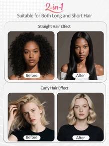 Prancha alisadora de cabelo de 1 polegada com placas flutuantes 3D de cerâmica, chapinha e modelador de cachos 2 em 1 com 15 temperaturas para todos os tipos de cabelo, chapinha com visor LCD, bivolt, desligamento automático, presente de Natal para mulheres.