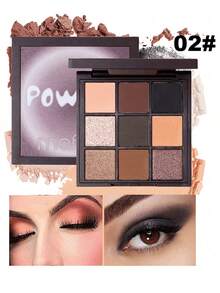 Paleta de 9 colores de sombras de ojos que no se desprende fácilmente del maquillaje, no vuela el polvo, mate y perlado, con colores base grandes y ahumados. Una sola paleta para jugar con el maquillaje, estilo Ins