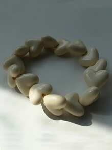 1 件波西米亚风格亚克力塑料心形吊坠弹性手链，适合情人节礼物和日常佩戴