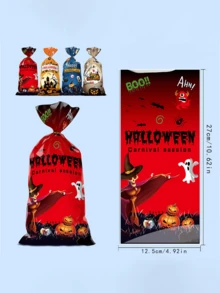 50 件万圣节糖果礼品袋，玻璃纸饼干零食袋，适用于派对礼品糖果包装、圣诞节 - 彩色 - 查看 7