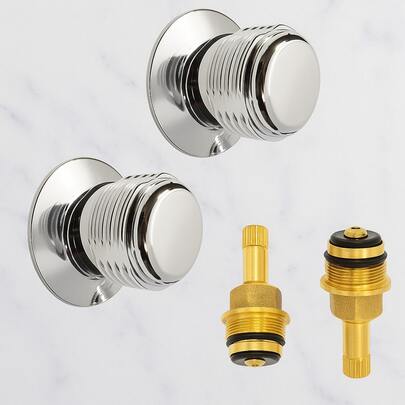 Set de manerales para regadera con doble comando cromado con cartuchos de latón resistentes compatibles con válvula de media pulgada instalación en baño de pared