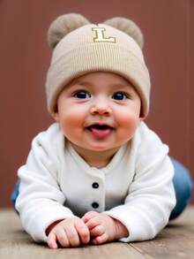 1Pc A-Z Letter Knit Newborn Baby Hat Kids Beanie Cap For Boys Girls Infant Accessories Children Hats Elastic 0-3Y Toddler Girl Boy Hat Birthday Gift For Winter Spring