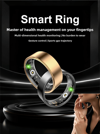 1pc Smart Ring, Capable Of Monitoring Heart Rate, Blood Oxygen, HRV, Stress, Menstrual Cycle, Step Counting, Running, Walking, Cycling, Yoga, Hiking, Skipping, Swimming, Badminton, Soccer, Basketball And Other Activities. Features Caring For Family & Friends, Gesture Control, Remote Camera Shutter. Monitors Sleep Quality, Comfortable To Wear, Hassle-Free Health Management Expert On Your Finger. Real-Time Data Viewing Via Mobile App, 24/7 Health Monitoring, Safeguarding Your Well-Being.