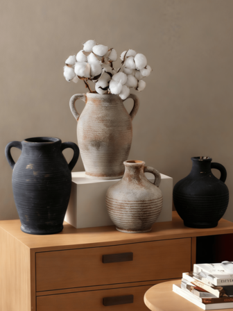 1 pièce Vase en céramique de style Wabi-Sabi avec design de poignée, peut être rempli d'eau pour disposer des vases, convient pour des ornements multi-scènes pour décorer les vases, décoration de maison, décoration de pièce, vase à fleurs, vase en verre