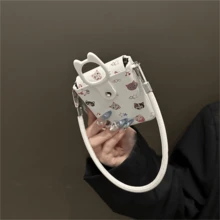 Cute Full Screen Cat Kitten Phone Case With Cat Ring Leather Strap Compatible With Samsung,Phone Case Compatible With Motorola - White - View 7