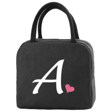 1pc Insulated Lunch Bag Bento Pack Aluminum Foil Rice Bag Ice Pack Personalized Pink Love Letter A-Z Printing Lunch Box Portable Lunch Handbag Thermal Picnic Bag
