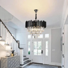 1pc Modern Crystal Pendant Light, Gold Chandelier, 3-Tier Round Crystal Ceiling Light, Elegant Contemporary Flush Mount Lighting Suitable For Bedroom, Hallway, Bar, Living Room, Dining Room, Farmhouse, E27 Socket (Bulb Not Included) - Crystal Chandelier - View 6