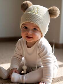 1Pc A-Z Letter Knit Newborn Baby Hat Kids Beanie Cap For Boys Girls Infant Accessories Children Hats Elastic 0-3Y Toddler Girl Boy Hat Birthday Gift For Winter Spring