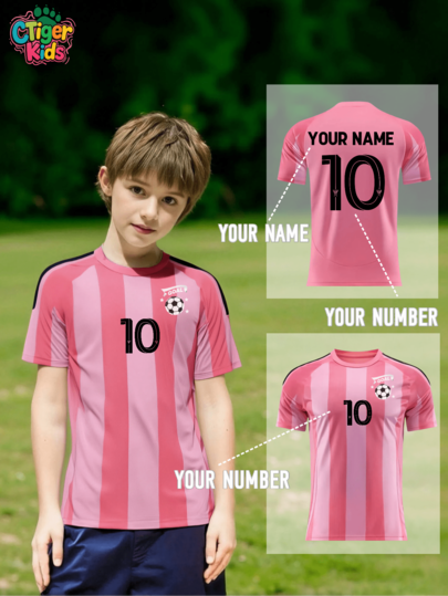 Individuell gestaltbares Fußball-Trainingsshirt für Kinder, schnelltrocknend und atmungsaktiv, in den Farben von Miami Messi. Ideal für Fußball, Volleyball und Fitnessstudio – perfekt für Frühling und Sommer. Personalisierbar mit Namens- und Nummerndruck (Vorder- und Rückseite). Perfekt als Geschenk zu Halloween, Thanksgiving, Weihnachten oder Neujahr.