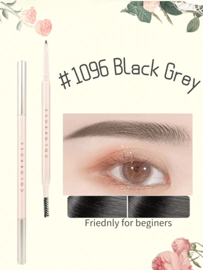 COLORROSE Double Head Brow Pencil, 1.5mm Ultra Fine Eyebrow Pen, Light And Smooth, Long-Lasting , Anti-Oil, Waterproof And Sweatproof, Tea Brown Color