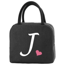 1pc Insulated Lunch Bag Bento Pack Aluminum Foil Rice Bag Ice Pack Personalized Pink Love Letter A-Z Printing Lunch Box Portable Lunch Handbag Thermal Picnic Bag