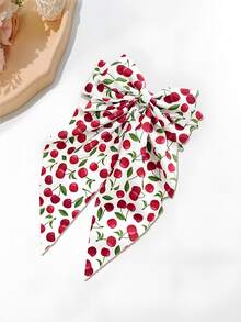 Oversized Chiffon Cherry Bow Hair Clip, Women's Coiled Hair, Fabric Spring Clip Hair Accessory, School Stuff, Hair Accessories, Head Accessories, Hair Accessories For Women, Claw Clips - Multicolor - View 7