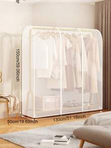 1pc Floor Standing Garment Rack Dust Cover - Transparent Bag Design, Protects Coats And Clothes From Dust And Dirt, Suitable For School Supplies And Study Items - White - View 7