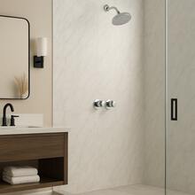 Set de manerales para regadera con doble comando cromado con cartuchos de latón resistentes compatibles con válvula de media pulgada instalación en baño de pared