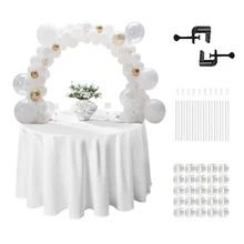 Adjustable Table Arch Stand, Over The Table Rod Stand With Clamps , Table Bar For Hanging Flowers , Table Arch For Birthday, Wedding,Party Decoration,Table Top Backdrop Stand Suits For Different Scenes With Decorations - 彩色 - 查看 5