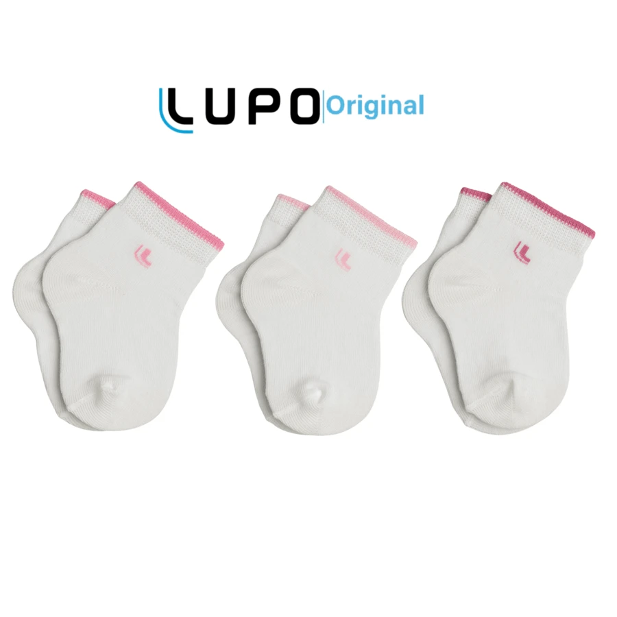 LUPO Kit 03 Pairs Of Baby Socks Mid-Calf Lupo Baby Toddler Boy And Girl RN 02165-089 - Trắng và Hồng - Xem 1