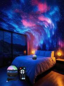 1. PC USB Aurora Projector Lamp, Aurora Starlight Lamp With Remote Control, Adjustable Brightness LED Night Lamp, Lighting Lamp, Aesthetic Lighting For Furniture Decoration In Bedrooms And Living Rooms, Decorative Lighting For Parties And Festival Events, Suitable As Birthday Gifts, Valentine's Day Gifts, Christmas Gifts, Create A Romantic Aurora Starlight Atmosphere In Your Home!