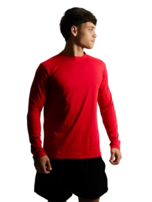 Kit 2 Men's Polyamide Thermal T-Shirt UV50+ Sun Protection Second Skin Anti-Odor Long Sleeve Winter Training Running - Red and White - View 5