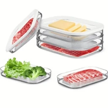 3-Layer Kitchen Container, Sealed Transparent Fresh-Keeping Box, Storage Container For Refrigerator Slicing, Stackable Food Preparation Container For Meat, Cheese, Ham, Slicing, Salami, Food Fragments, Fruits And Vegetables, Kitchen Refrigeration Organizer, Leak Proof And Reusable, Food Container, Kitchen Organization And Storage, Indoor Decoration, Outdoor, Camping, Halloween Gifts