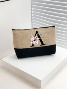 女款沙灘托特包附肩帶，含女款沙灘帽與化妝包，A-Z字母沙灘配件包，側口袋個性化禮品袋，附圍巾沙灘包，女款卡其色波浪沙灘遮陽帽，適合春夏沙灘度假、戶外婚禮、生日、假日，送給女性、母親、老師、朋友、伴娘、學生的絕佳禮物，開學季大容量包，假日週末短途旅行托特包，送朋友的個性化生日禮物 - 彩色 - 查看 9
