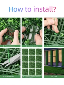 Nejlue Artificial Flowers/Plants1111 Home & Living 4/8Pcs Artificial Grass Boxwood Panels Topiary Hedge Plant Wall With UV Protection,Privacy Hedge Screen Sun Protected Suitable For Events,Outdoor,Indoor,Garden,Fence,Backyard Walls,Patio,Garden,Yard, Walkways,Backdrop,Interior And Exterior Or Your Own Creative Design On Party, Wedding,Christmas Decorations. - Olive Green - View 4